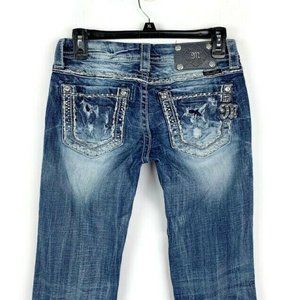 Miss Me Boot Rhinestone Distressed Jeans 27 x 33